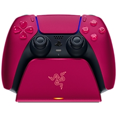 Razer Quick Charging Stand for PS5 - Cosmic Red, Quick Charge, Curved Cradle Design, Matches Your PS5 DualSense Wireless Controller, Powered by USB (Controller not included)