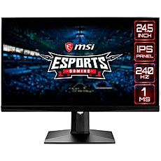 MSI Optix MAG251RX Gaming Monitor, 24.5" 240Hz, FHD (1920x1080) 16:9, Rapid IPS Anti-glare, 1ms GTG, 400nits, 1000:1, 178°/178°, HDR, G-sync Compatible, Adjustable Stand, Mystic Light, 1x DP, 1x HDMI, 1x USB Type C, 3x USB 3.2, 3Y Warranty