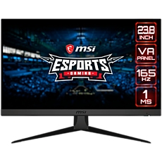 MSI Optix G243 Gaming Monitor, 23.8" 165Hz, FHD (1920x1080) 16:9, VA Anti-glare, 1ms, 350nits, 3000:1, 178°/178°, Freesync Premium, Adjustable Stand, 1x DP, 2x HDMI, 3Y Warranty