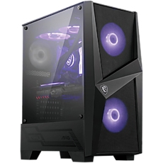 MSI MAG FORGE 100M, Mid-Tower, ATX/Micro-ATX/Mini-ITX, 2x USB 3.2 Gen 1 Type-A, 1x Audio/1x Mic, RGB Hub, RGB Button, 3x 120mm Fans (2x RGB), Mesh Front Panel, Tempered Glass