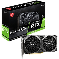 MSI Video Card Nvidia RTX 3060 Ti VENTUS 2X 8G OCV1 LHR, 8GB GDDR6, 256-bit, 448.0 GB/s, 14000 MHz Effective Memory Clock, Boost: 1695 MHz, 4864 CUDA Cores, PCIe 4.0, 3x DP 1.4a, HDMI 2.1, RAY TRACING, Triple Fan, 600W Recommended PSU, LHR, 3Y