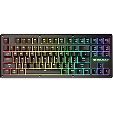 COUGAR PURI TKL RGB Red Switches Mechanical Gaming Keyboard,N-key rollover(USB mode support),Key Backlight White LED,1000Hz/1ms Polling rate,Steel/Plastic,Magnetic Protective Cover,1.8m Braided Cable Length,Detachable Cable,CM system