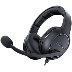 COUGAR HX330 Gaming Headset, 50mm Complex PEK Diaphragm drivers, 3.5mm Jack connections, 270g Light-Weight Comfort, 9.7mm Noise Cancellation Microphone, 4-pole 3.5mm Connector and 3-pole Y splitter for PC