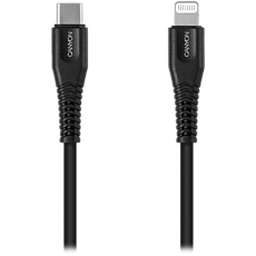 CANYON MFI-4 Type C Cable To MFI Lightning for Apple, PVC Mouling,Functionпјљwith full feature( data transmission and PD charging) Output:5V/2.4A , OD:3.5mm, cable length 1.2m, 0.026kg,Color:Black