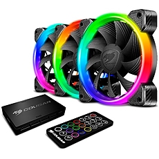 COUGAR Vortex RGB HPB Cooling Kit, Hydro-Dynamic Bearing, Dimensions 120 x 120 x 25mm, PWM 600-1500 R.P.M, Air Flow 43.54 CFM 73.94 m3/h, Air Pressure 1.17mm H2O