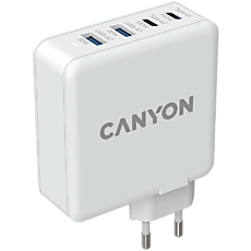 Canyon, GAN 100W charger  Input:  100V-240V Output: USB-C1/C2: 5V 3A , 9V 3A , 12V 3A , 15V 3A , 20V 5A  USB-A 1/A2: 4.5V/5A, 5V/4.5A, 9V/3A, 12V/2.5A,  20V/1.5A  C1+C2 : 65W + 30Wпј› C1+A1 : 65W + 30W пј› C1+A2 : 65W + 30W пј›C1+A1+A2 : 65W + 7.5W