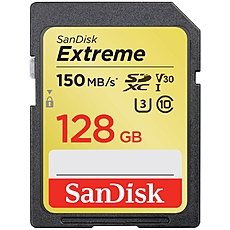 SanDisk Extreme SDXC Card 128GB 150MB/s V30 UHS-I U3; EAN: 619659170622