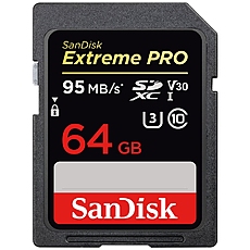 SanDisk Extreme Pro SDXC 64GB - 95MB/s V30 UHS-I U3; EAN: 619659147662