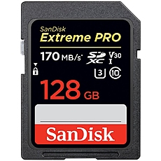 SanDisk Extreme Pro SDXC Card 128GB - 170MB/s V30 UHS-I U3; EAN: 619659170325