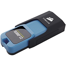 Corsair Flash Voyager Slider X2 USB 3.0 128GB, Blue Housing, Read 200MBs - Write 90MBs, Capless Design, Plug and Play