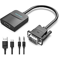 Vention адаптер Adapter VGA to HDMI with sound - Active converter with AUX-in and Micro USB power - ACNBB