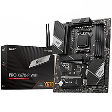 MSI PRO X670-P WIFI, ATX, Socket AM5, 4x DDR5, 3x PCI-E x16 slots, 4x M.2 slots, 1x HDMI, 2x DP (1x Type-C), 4x USB 3.2 Gen1, 2x USB 3.2 Gen2, 1x USB 3.2 Gen2, 1x USB 3.2 Gen2x2, Type-C, 7.1 HD Audio, 2.5G LAN, Wi-Fi 6E, BT, 3Y