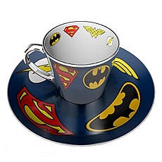 Комплект ABYSTYLE DC COMICS Mirror mug &amp; plate set Logo, Чаша, Подложка с емблеми