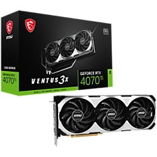 MSI Video Card Nvidia GeForce RTX 4070 Ti VENTUS 3X 12G OC, 12GB GDDR6X, 192bit, Effective Memory Clock: 21000MHz, Boost: 2640 MHz, 7680 CUDA Cores, PCIe 4.0, 3x DP 1.4a, HDMI 2.1a, RAY TRACING, Triple Fan, 700W Recommended PSU, 3Y