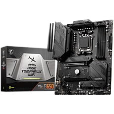 MSI Main Board Desktop MAG B650 TOMAHAWK WIFI (AM5,4x DDR5,HDMI,DP,2x PCI-E x16,1x PCI-E x1,3xM.2,6xSATA 6G,6x USB 2.0,6x USB 3.2 Gen1 Type A,3x USB 3.2 Gen2 Type A,1x USB 3.2 Gen2 Type C,1x USB 3.2 Gen2x2 Type C, 2.5GLAN,Wi-Fi 6E, BT5.2 ATX