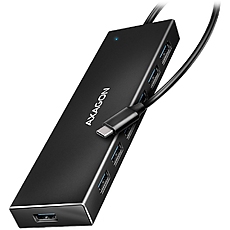 Axagon Seven-port USB 3.2 Gen 1 hub with charging support. Connector for external power supply. USB-C cable 30 cm.