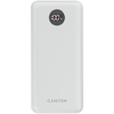 CANYON  PB-2002 Power bank 20000mAh Li-poly battery, Input Type-C 5V3A,9V2A,18W  , Output Type-Cпјљ5V3A,9V2.2A,12V1.5A,20W, Output USBA1/USBA2пјљ5V3A,5V/4.5A,4.5V/5A,9V2A,12V1.5A,22.5W147.5*69*28.6mm, 0.437g , cable  Type C, white