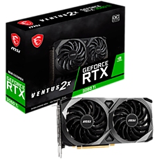 MSI Video Card Nvidia RTX 3060 Ti VENTUS 2X 8GD6X OC, 8GB GDDR6X, 256-bit, 19GBps, Boost: 1695 MHz, 4864 CUDA Cores, PCIe 4.0, 3x DP 1.4a, HDMI 2.1, RAY TRACING, Dual Fan, 600W Recommended PSU, 3Y