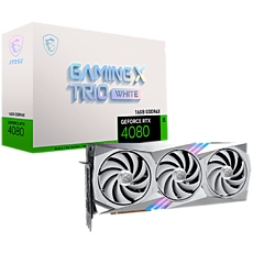 MSI Video Card Nvidia GeForce RTX 4080 16GB GAMING X TRIO WHITE, 16GB GDDR6X, 256bit, Effective Memory Clock: 22400MHz, Boost: 2595 MHz, 9728 CUDA Cores, PCIe 4.0, 3x DP 1.4a, HDMI 2.1a, RAY TRACING, Triple Fan, 850W Recommended PSU, 3Y