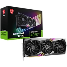 MSI Video Card Nvidia GeForce RTX 4060 Ti GAMING X TRIO 8G, 8GB GDDR6X, 128-bit, 2670 MHz Boost, 4352 CUDA Cores, PCIe 4.0, 3x DP 1.4a, HDMI 2.1a, RAY TRACING, Triple Fan, 550W Recommended PSU, 3Y