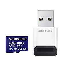 Samsung 512GB micro SD Card PRO Plus with USB Reader, UHS-I, Read 180MB/s - Write 130MB/s