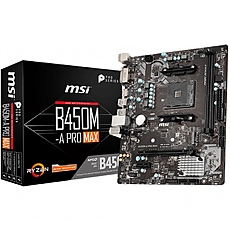 MSI Main Board Desktop B450M-A PRO MAX (SAM4, 2xDDR4, 1xPCI-Ex16, 1xPCI-Ex1,6 x USB3.2, 6 x USB2.0, 4xSATA III, M.2, DVI-D, HDMI, GLAN) mATX Retail