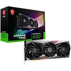 MSI Video Card Nvidia GeForce RTX 4060 Ti GAMING TRIO 8G, 8GB GDDR6, 128bit, Effective Memory Clock: 18000MHz, Boost: 2535 MHz, 4352 CUDA Cores, PCIe 4.0, 3x DP 1.4a, HDMI 2.1a, RAY TRACING, Dual Fan, 1x 8pin, 550W Recommended PSU, 3Y