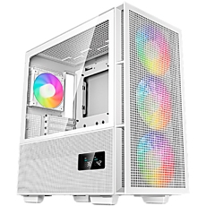 DeepCool CH560 Digital WH, Mid Tower, Mini-ITX/Micro-ATX/ATX/E-ATX, 1xUSB3.0, 1xType-C, 1xAudio, 3x140mm+1x120mm Pre-Installed ARGB Fans, Hybrid Tempered Glass And Mesh Side Panel, Dual-Status Digital Display, GPU Support Arm, Mesh Front Panel, White