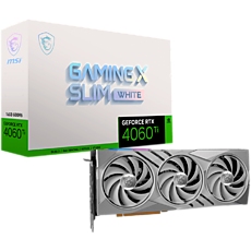 MSI Video Card Nvidia GeForce RTX 4060 Ti GAMING X SLIM WHITE 16G, 16GB GDDR6X, 128-bit, 2670 MHz Boost, 4352 CUDA Cores, PCIe 4.0, 3x DP 1.4a, HDMI 2.1a, RAY TRACING, Triple Fan, 550W Recommended PSU, 3Y