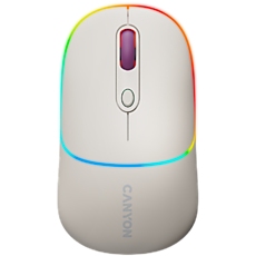 CANYON MW-22, 2 in 1 Wireless optical mouse with 4 buttons, DPI 800/1200/1600, 2 mode(BT/ 2.4GHz), 650mAh Li-poly battery, RGB backlight, Rice, cable length 0.8m, 110*62*34.2mm, 0.085kg