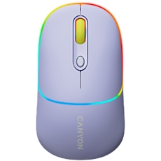 CANYON MW-22, 2 in 1 Wireless optical mouse with 4 buttons, DPI 800/1200/1600, 2 mode(BT/ 2.4GHz), 650mAh Li-poly battery, RGB backlight, Mountain lavender, cable length 0.8m, 110*62*34.2mm, 0.085kg