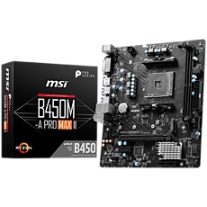 MSI Main Board Desktop B450M-A PRO MAX II, mATX, AMD Ryzen 5000, Socket AM4, 2xDDR4, 1xHDMI, 1xPCI-Ex16, 1xM.2, 2 x USB3.2 Gen 1, 4 x USB2.0, 4xSATA, 7.1 Audio, 2.5G LAN, 3Y