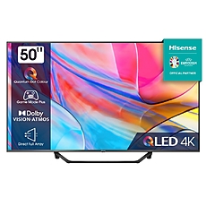 Hisense 50" A7KQ, 4K Ultra HD 3840x2160, QLED, FALD, Quantum Dot, HDR 10+, HLG, Dolby Vision, Dolby Atmos, Smart TV, WiFi 5GHz, WiFi Direct, BT, Anyview Cast, 3xHDMI, 2xUSB, LAN, CI+, DVB-T2/C/S2, Dark Grey