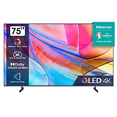 Hisense 75" A7KQ, 4K Ultra HD 3840x2160, QLED, FALD, Quantum Dot, HDR 10+, HLG, Dolby Vision, Dolby Atmos, Smart TV, WiFi 5GHz, WiFi Direct, BT, Anyview Cast, 3xHDMI, 2xUSB, LAN, CI+, DVB-T2/C/S2, Dark Grey