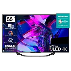 Hisense 55" U7KQ, 4K Ultra HD 3840x2160, ULED, FALD, Quantum Dot, 144Hz, IPS, HDR 10+, HLG, Dolby Vision IQ, Dolby Atmos, Smart TV, WiFi 5GHz, WiFi Direct, BT, Anyview Cast, 4xHDMI, 2xUSB, LAN, CI+, DVB-T2/C/S2, Black