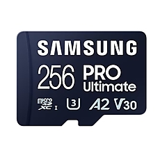 Samsung 256GB micro SD Card PRO Ultimate with Adapter , UHS-I, Read 200MB/s - Write 130MB/s, U3, V30, A2