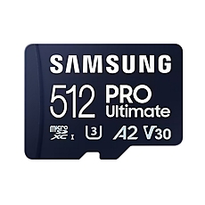 Samsung 512GB micro SD Card PRO Ultimate with Adapter , UHS-I, Read 200MB/s - Write 130MB/s, U3, V30, A2