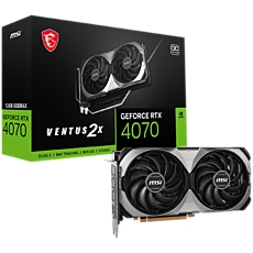 MSI Video Card Nvidia GeForce RTX 4070 VENTUS 2X E 12G OC, 12GB GDDR6X, 192bit, Effective Memory Clock: 21000MHz, Boost: 2505 MHz, 5888 CUDA Cores, PCIe 4.0, 3x DP 1.4a, HDMI 2.1a, RAY TRACING, Dual Fan, 1x8pin, 650W Recommended PSU, 3Y