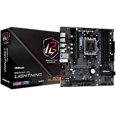 ASROCK B650 PG LIGHTNING AM5 Socket, 4x DDR5 7200+ Dual Channel RAM, PCIe 4.0 x16, 3.0 x16, 3x M.2 socket, 4x SATA 6GB, 17x USB, 7.1 Audio, 2.5GB LAN, mATX