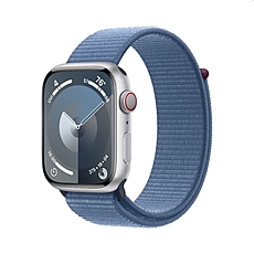 Apple Watch Series 9 GPS + Cellular 45mm Silver Aluminium Case with Winter Blue Sport Loop