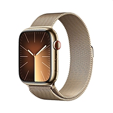 Apple Watch Series 9 GPS + Cellular 45mm Gold Stainless Steel Case with Gold Milanese Loop