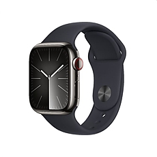 Apple Watch Series 9 GPS + Cellular 45mm Graphite Stainless Steel Case with Midnight Sport Band - S/M