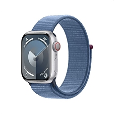 Apple Watch Series 9 GPS + Cellular 41mm Silver Aluminium Case with Winter Blue Sport Loop