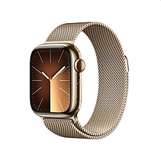 Apple Watch Series 9 GPS + Cellular 41mm Gold Stainless Steel Case with Gold Milanese Loop