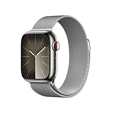 Apple Watch Series 9 GPS + Cellular 41mm Silver Stainless Steel Case with Silver Milanese Loop