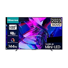 Hisense 100" U7KQ, 4K Ultra HD 3840x2160, ULED, FALD, Quantum Dot, 144Hz, IPS, HDR 10+, HLG, Dolby Vision IQ, Dolby Atmos, Smart TV, WiFi 5GHz, WiFi Direct, BT, Anyview Cast, 4xHDMI, 2xUSB, LAN, CI+, DVB-T2/C/S2, Black