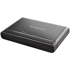 Axagon USB 3.2 Gen 2 adapter for connecting NVMe M.2 SSDs and SATA 2.5"/3.5" drives with cloning function.