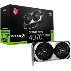 MSI Video Card Nvidia GeForce RTX 4070 TI SUPER 16G VENTUS 2X OC, 16GB GDDR6X, 256bit, Boost: 2640 MHz, 21Gbps, 8448 CUDA Cores, 3x DP 1.4a, HDMI 2.1a, RAY TRACING, Dual Fan, 1x16pin, 700W Recommended PSU, 3Y