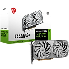 MSI Video Card NVidia GeForce RTX 4070 SUPER 12G VENTUS 2X WHITE OC, 12GB GDDR6X, 192-bit, 2505 MHz Boost, 7168 CUDA Cores, PCIe 4.0, 3x DP 1.4a, HDMI 2.1a, RAY TRACING, Dual Fan, 650W Recommended PSU, 3Y