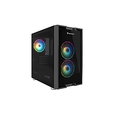 Genesis PC Case Irid 353 ARGB MATX Mini Tower Window, Black